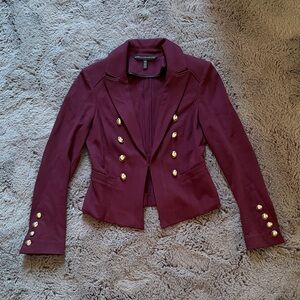 WHBM Ponte Cabernet Military Blazer Jacket